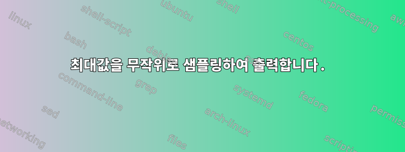 최대값을 무작위로 샘플링하여 출력합니다.