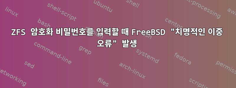 ZFS 암호화 비밀번호를 입력할 때 FreeBSD "치명적인 이중 오류" 발생