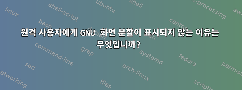 원격 사용자에게 GNU 화면 분할이 표시되지 않는 이유는 무엇입니까?