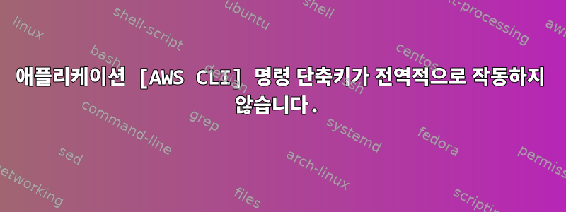 애플리케이션 [AWS CLI] 명령 단축키가 전역적으로 작동하지 않습니다.