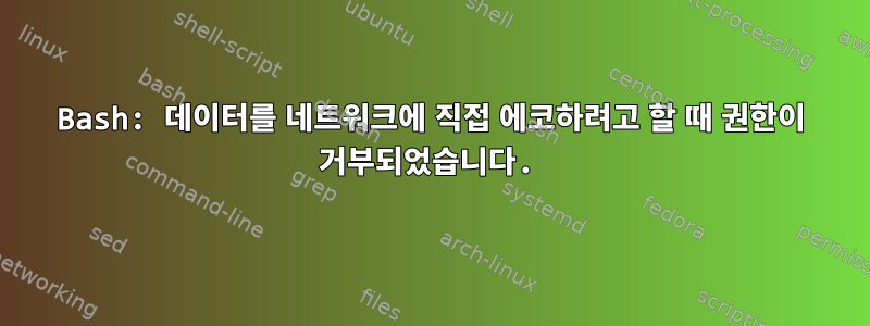 Bash: 데이터를 네트워크에 직접 에코하려고 할 때 권한이 거부되었습니다.