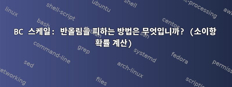 BC 스케일: 반올림을 피하는 방법은 무엇입니까? (소이항 확률 계산)