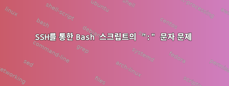 SSH를 통한 Bash 스크립트의 ":" 문자 문제