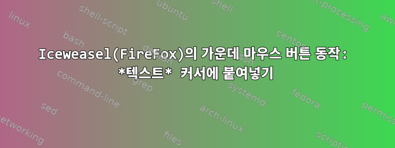 Iceweasel(FireFox)의 가운데 마우스 버튼 동작: *텍스트* 커서에 붙여넣기