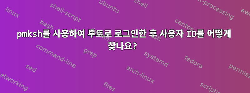 pmksh를 사용하여 루트로 로그인한 후 사용자 ID를 어떻게 찾나요?