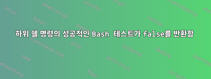 하위 쉘 명령의 성공적인 Bash 테스트가 false를 반환함