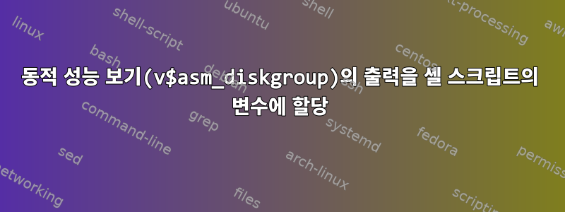 동적 성능 보기(v$asm_diskgroup)의 출력을 셸 스크립트의 변수에 할당