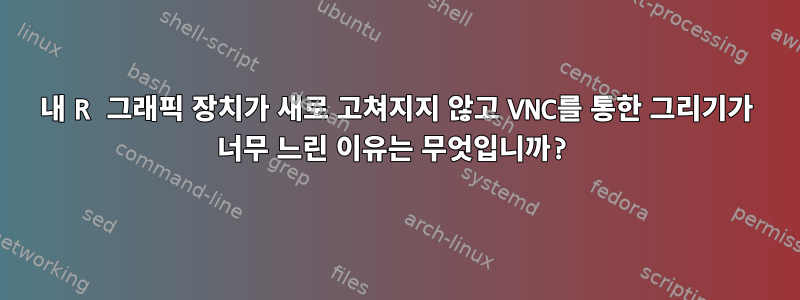 내 R 그래픽 장치가 새로 고쳐지지 않고 VNC를 통한 그리기가 너무 느린 이유는 무엇입니까?