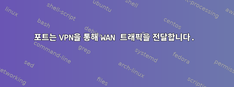 포트는 VPN을 통해 WAN 트래픽을 전달합니다.