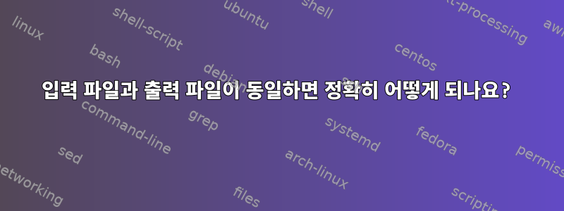 입력 파일과 출력 파일이 동일하면 정확히 어떻게 되나요?