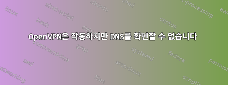 OpenVPN은 작동하지만 DNS를 확인할 수 없습니다