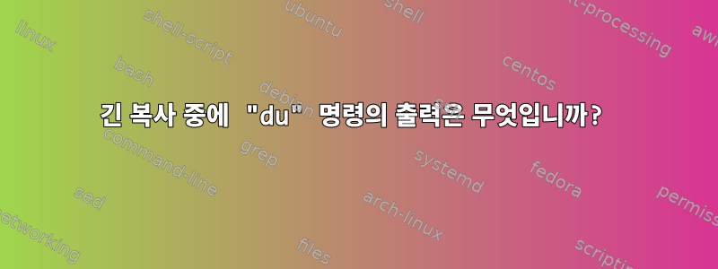 긴 복사 중에 "du" 명령의 출력은 무엇입니까?