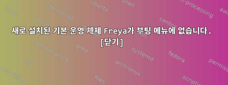 새로 설치된 기본 운영 체제 Freya가 부팅 메뉴에 없습니다. [닫기]