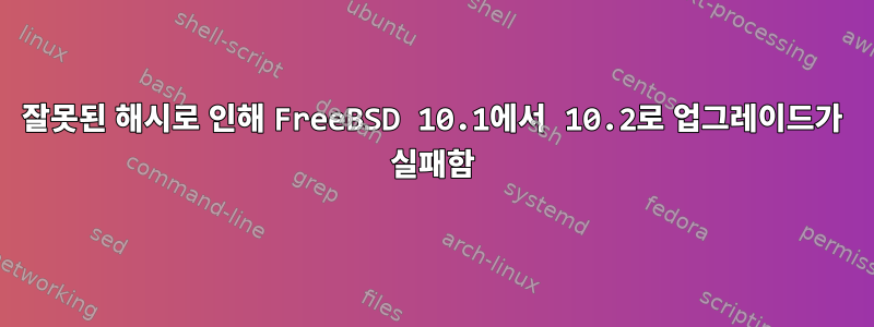 잘못된 해시로 인해 FreeBSD 10.1에서 10.2로 업그레이드가 실패함