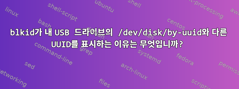 blkid가 내 USB 드라이브의 /dev/disk/by-uuid와 다른 UUID를 표시하는 이유는 무엇입니까?