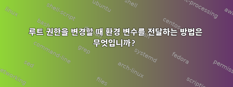 루트 권한을 변경할 때 환경 변수를 전달하는 방법은 무엇입니까?