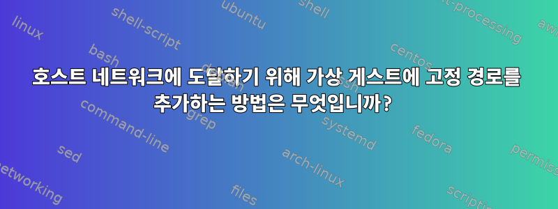 호스트 네트워크에 도달하기 위해 가상 게스트에 고정 경로를 추가하는 방법은 무엇입니까?