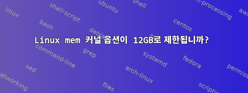 Linux mem 커널 옵션이 12GB로 제한됩니까?