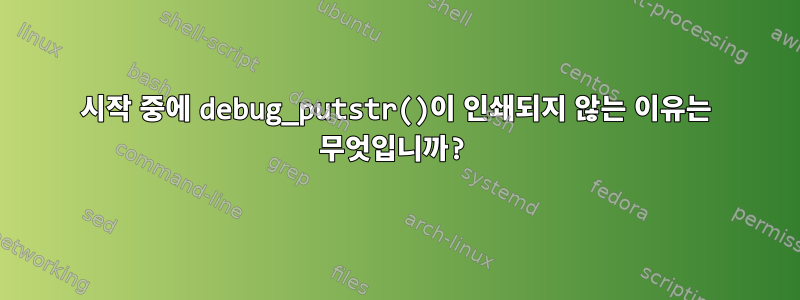 시작 중에 debug_putstr()이 인쇄되지 않는 이유는 무엇입니까?