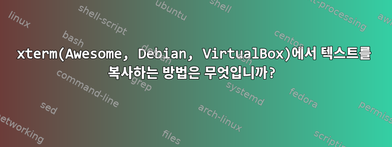 xterm(Awesome, Debian, VirtualBox)에서 텍스트를 복사하는 방법은 무엇입니까?