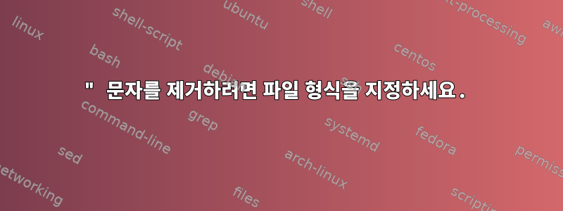 " 문자를 제거하려면 파일 형식을 지정하세요.