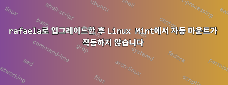 rafaela로 업그레이드한 후 Linux Mint에서 자동 마운트가 작동하지 않습니다