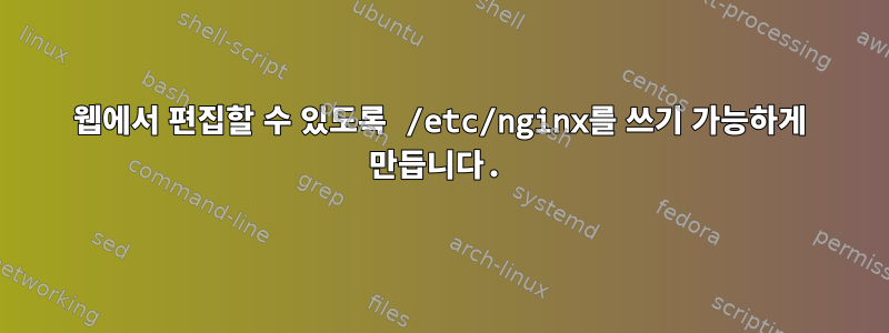 웹에서 편집할 수 있도록 /etc/nginx를 쓰기 가능하게 만듭니다.