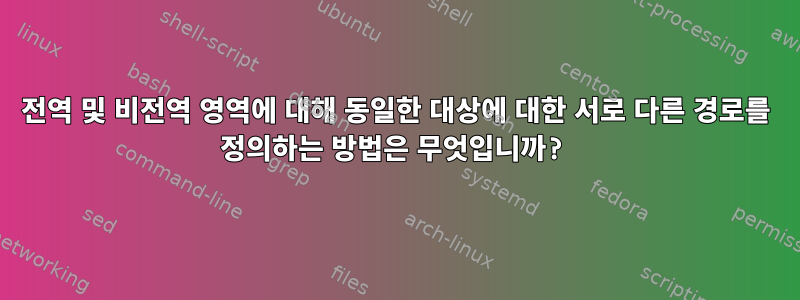 전역 및 비전역 영역에 대해 동일한 대상에 대한 서로 다른 경로를 정의하는 방법은 무엇입니까?