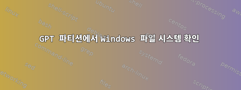 GPT 파티션에서 Windows 파일 시스템 확인