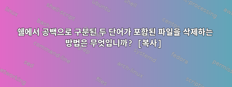 쉘에서 공백으로 구분된 두 단어가 포함된 파일을 삭제하는 방법은 무엇입니까? [복사]