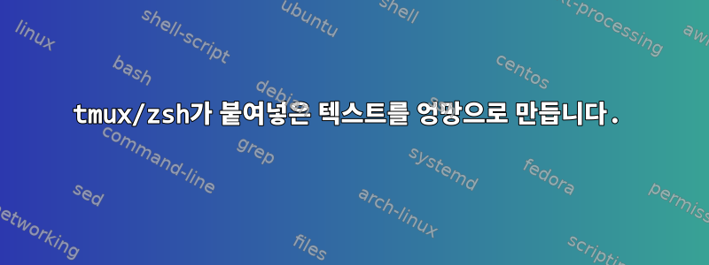 tmux/zsh가 붙여넣은 텍스트를 엉망으로 만듭니다.