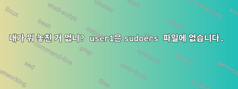 내가 뭐 놓친 거 없니? user1은 sudoers 파일에 없습니다.