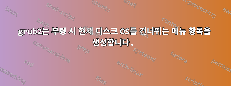 grub2는 부팅 시 현재 디스크 OS를 건너뛰는 메뉴 항목을 생성합니다.