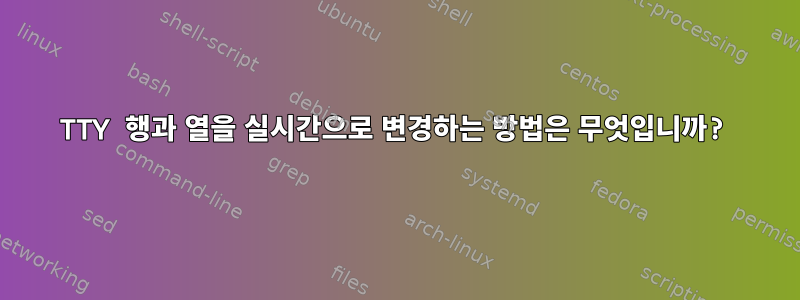 TTY 행과 열을 실시간으로 변경하는 방법은 무엇입니까?