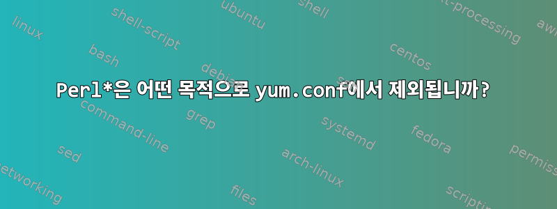 Perl*은 어떤 목적으로 yum.conf에서 제외됩니까?