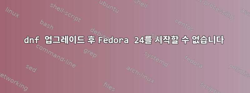 dnf 업그레이드 후 Fedora 24를 시작할 수 없습니다