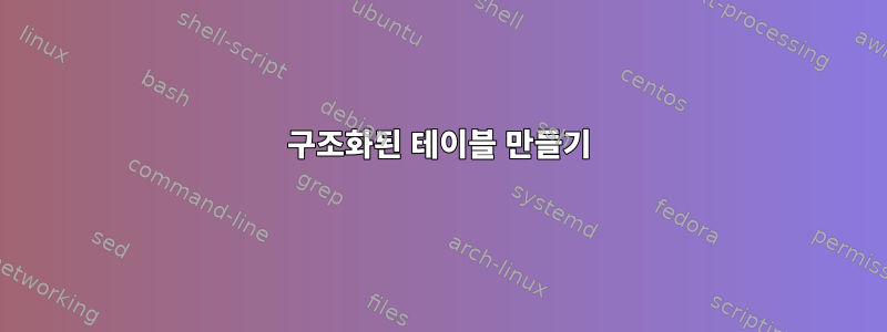 구조화된 테이블 만들기