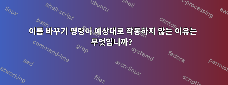 이름 바꾸기 명령이 예상대로 작동하지 않는 이유는 무엇입니까?