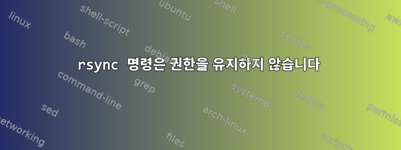 rsync 명령은 권한을 유지하지 않습니다