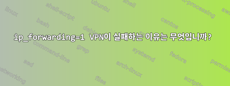 ip_forwarding=1 VPN이 실패하는 이유는 무엇입니까?