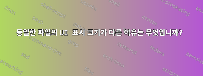 동일한 파일의 UI 표시 크기가 다른 이유는 무엇입니까?