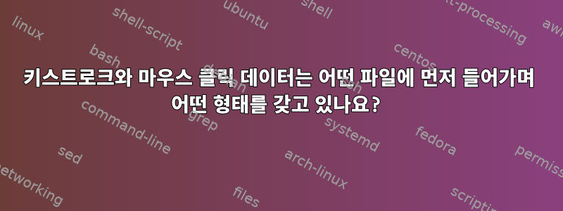 키스트로크와 마우스 클릭 데이터는 어떤 파일에 먼저 들어가며 어떤 형태를 갖고 있나요?