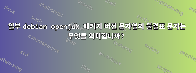 일부 debian openjdk 패키지 버전 문자열의 물결표 문자는 무엇을 의미합니까?