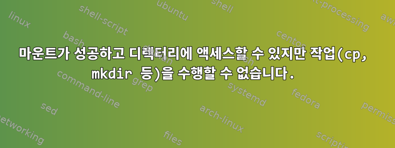 마운트가 성공하고 디렉터리에 액세스할 수 있지만 작업(cp, mkdir 등)을 수행할 수 없습니다.