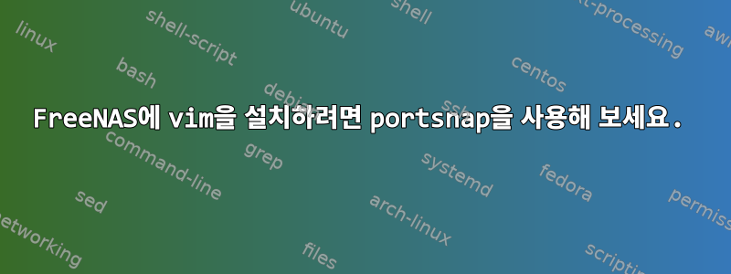 FreeNAS에 vim을 설치하려면 portsnap을 사용해 보세요.