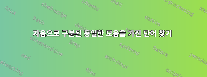 자음으로 구분된 동일한 모음을 가진 단어 찾기