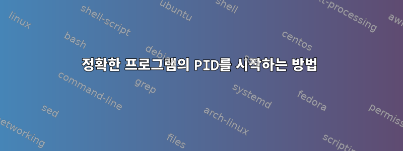 정확한 프로그램의 PID를 시작하는 방법