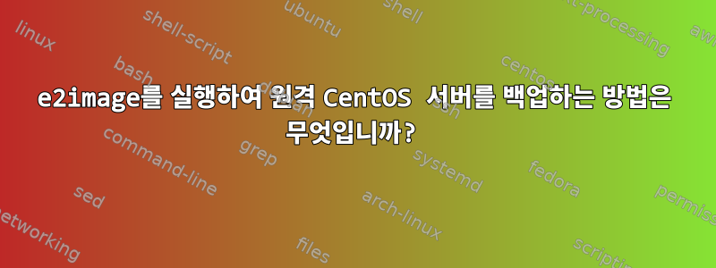 e2image를 실행하여 원격 CentOS 서버를 백업하는 방법은 무엇입니까?