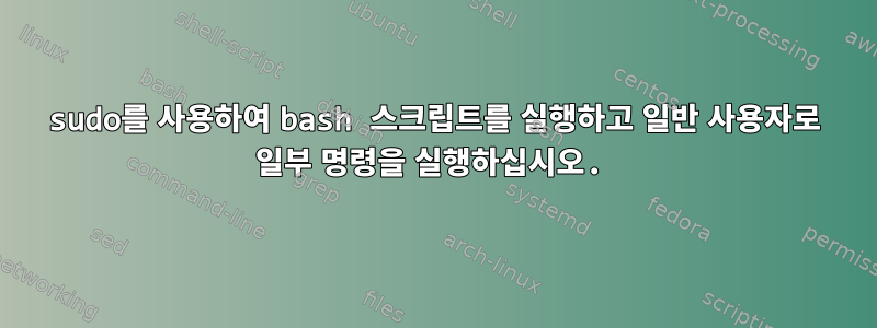 sudo를 사용하여 bash 스크립트를 실행하고 일반 사용자로 일부 명령을 실행하십시오.