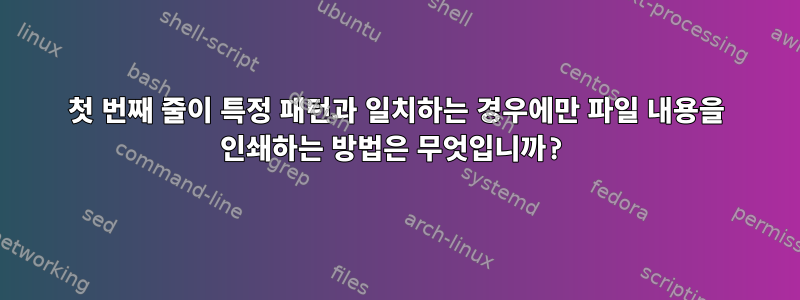 첫 번째 줄이 특정 패턴과 일치하는 경우에만 파일 내용을 인쇄하는 방법은 무엇입니까?